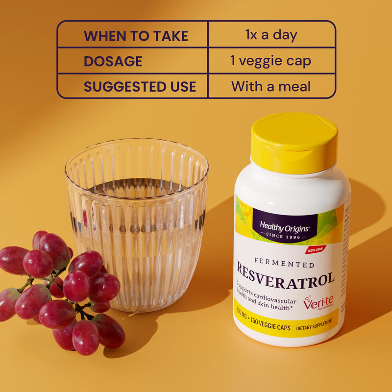 Healthy Origins Resveratrol 300 mg, Fermented, 150 Veggie Caps 150 Count (Pack of 1)