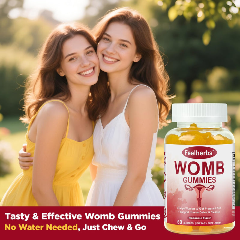 Womb Gummies for Women Ovary & Uterus Cleanse Detox, Pineapple Feminine Balance Fertility Gummies to Help Get Pregnant, Vegan Fertility Support, Gluten-Free, 60 Count