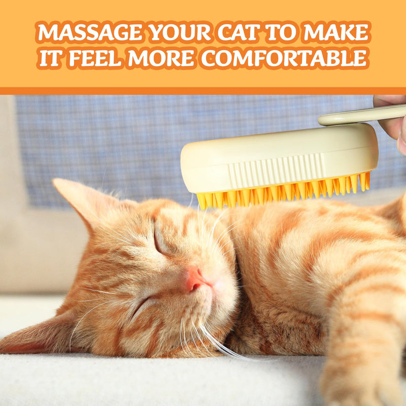 Spray Cat Brush for Shedding - Cat/Dog Steam Brush, Cat Bath Brush, Pet Steam Brush, Cat Brush with Water - Pet Spray Hair Comb, Cat Hair Brush with Steamer (brown) brown - BeesActive Australia