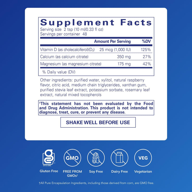 Pure Encapsulations Cal/Mag/D Liquid, 16.2 fl. oz. | Calcium, Magnesium and Vitamin D in a Convenient Liquid Form, Cardiovascular Health
