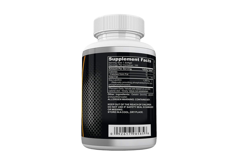 Soy Lecithin Capsules 1200mg (One a Day, 100 Softgels) Immune Support Supplement Rich in Phospholipids Supports Metabolism, Brain & Heart Health & Cell Functions Made in The USA Non-GMO by Neonutrix - BeesActive Australia