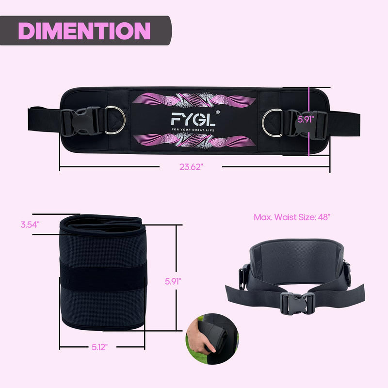 Hip-Thrust-Belt, Foldable Design, Slip-Resistant Padding, Supports 300 lbs, Ideal for Glutes Training with Dumbbells, Kettlebells & Plates, Great for Gym & Home Hip Thrust Workouts Pink+Black+D-ring