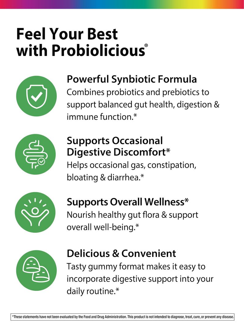 Rainbow Light Probiotic Gummies | 50 Count | Advanced Synbiotic with Prebiotic | for Men, Women & Children | Supports Digestive & Immune Health | Advanced Synbiotic with Prebiotic | for Men, Women & Children | Supports Digestive & Immune Health