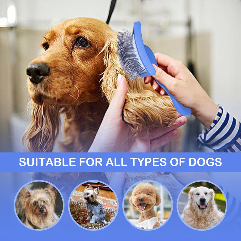 Dog Slicker Brush for Goldendoodles & Golden Doodle Brush for Grooming Kit - Dog Brush for Goldendoodle, Labradoodle, Poodles - Pet Hair Brush for Medium & Long Haired Dogs - Large(Dark Blue) DarkBlue - BeesActive Australia