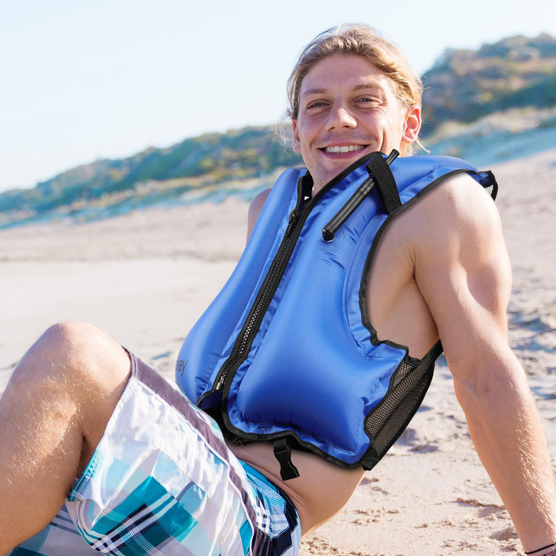 Snorkel Vest for Adults, Inflatable Snorkeling Vest for Men & Women, Portable Swim Jacket & Buoyancy Vest for Snorkeling, Swimming, Kayaking, Boating green