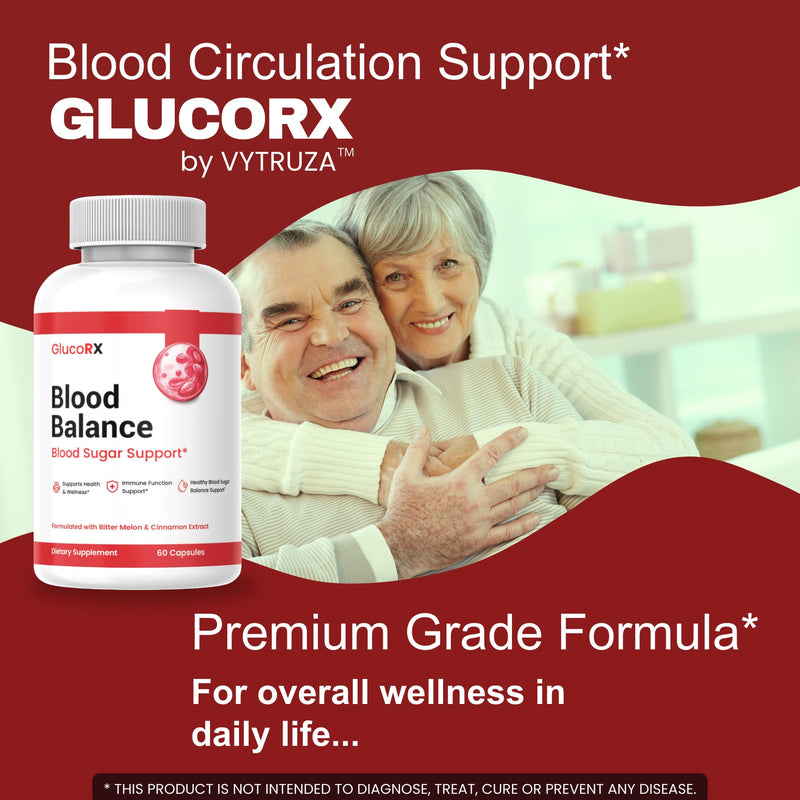 GlucoRX Blood Balance Capsules - Official GlucoRX Pills Advanced Formula Blood Support Supplement*, 60 Capsules