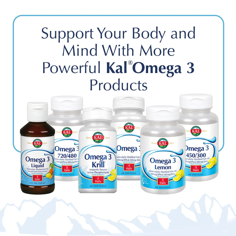 KAL 180/120 1000 Mg Omega 3 Fish, 60 Count 60 Count (Pack of 1)