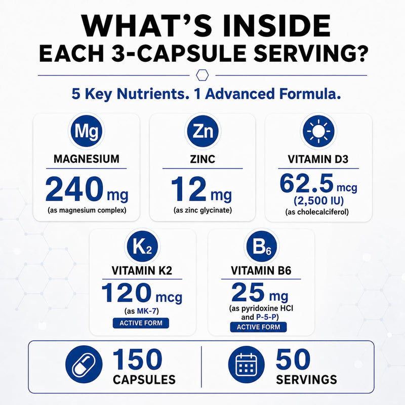 12-in-1 Magnesium Complex Supplement, 8 Forms with Vitamins D3, K2, B6 and Zinc Glycinate, 240 mg per Serving, 150 Veggie Capsules (1 Pack) 1
