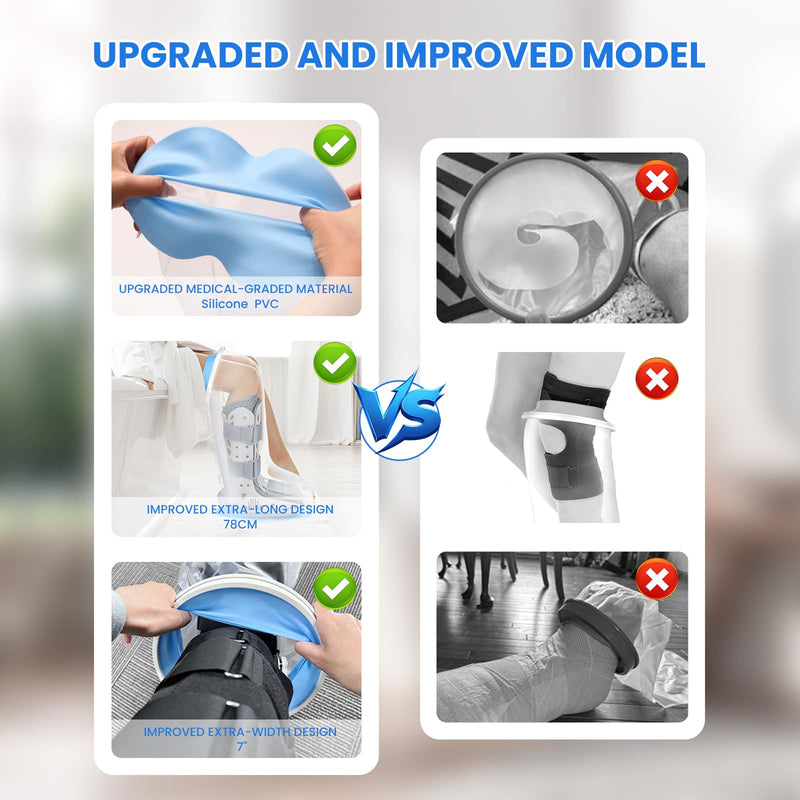 Waterproof Extra Wide Leg Cast Cover for Showering After Surgery with Non-Slip Bottom, Extra Large Waterproof Foot Protector Cover for Plus Size Adults, Lager Casts, Surgery Casts Boots, Reusable Large-Extra Wide - BeesActive Australia