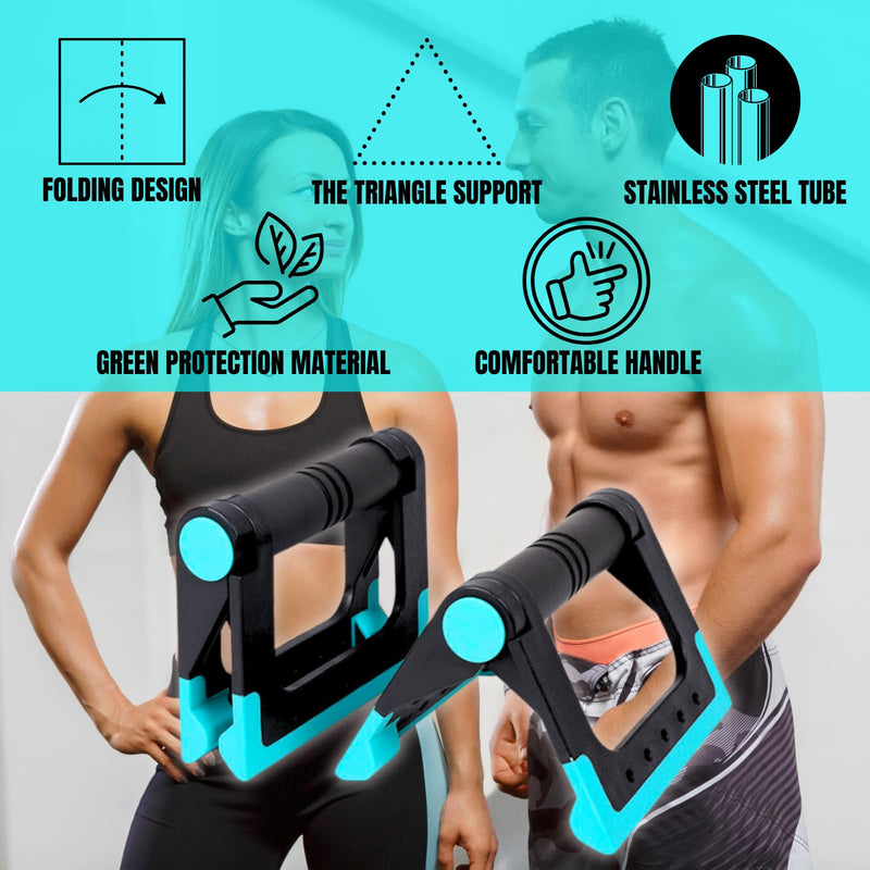 NuFit Portable Pushup Handles for Travel | Travel Push Up Bars for Hotel, Home Floor, and Gym Workouts, Ergonomic & Foldable Non-Slip Fitness Structure that Prevents Wrist & Elbow Strain
