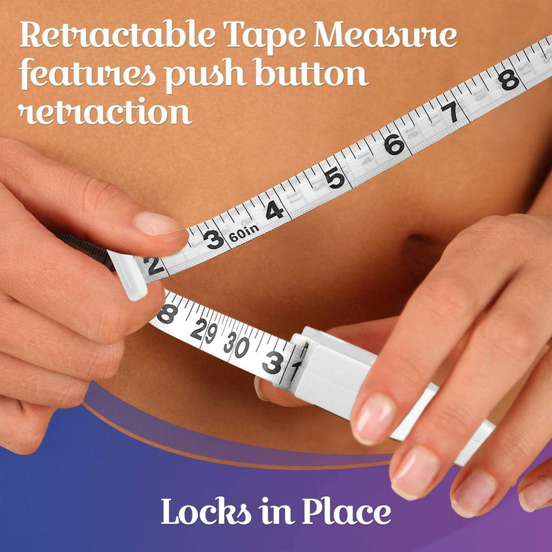 Body Fat Caliper and Measuring Tape for Body - Skinfold Calipers and Body Fat Tape Measure Tool for Accurately Measuring BMI Skin Fold Fitness and Weight-Loss, (White) - BeesActive Australia