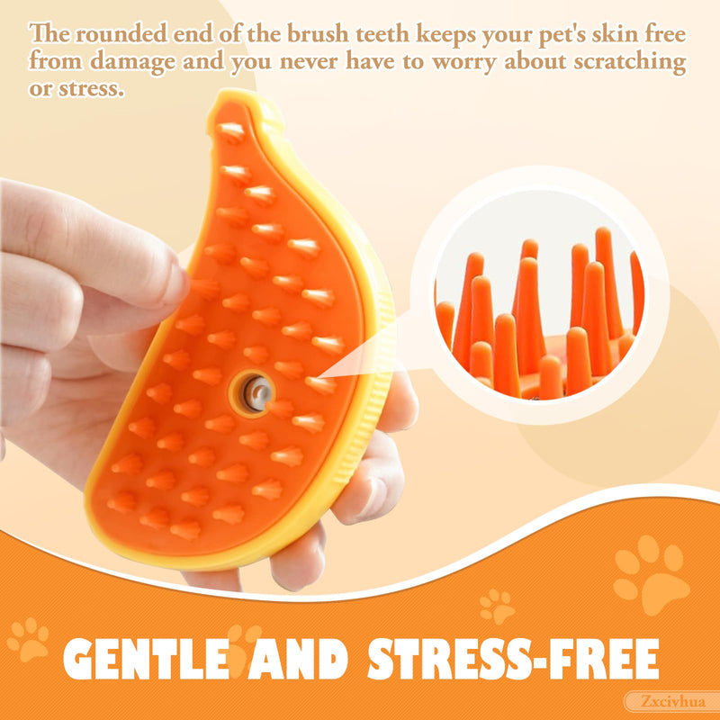 Cat Steam Brush - 3in1 Steam Brush for Cats - Rechargeable Silicone Steam Brush - Comb for Removing Tangled And Loose Hair-Cat Brush(Banana Yellow) Banana Yellow - BeesActive Australia