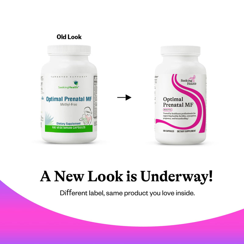 Seeking Health Optimal Prenatal MF - Digestive & Immune Support Supplement for Women - Pregnancy Support Supplement with Folate, Vitamin A, Ginger, & Vitamin B12-180 Capsules