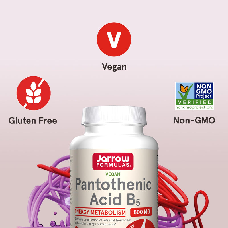 Jarrow Formulas Pantothenic Acid B5 500 mg - 100 Veggie Caps - Essential B Vitamin Dietary Supplement - Energy Production & Metabolism Support - 100 Servings (Pack of 4) 100 Count (Pack of 4)
