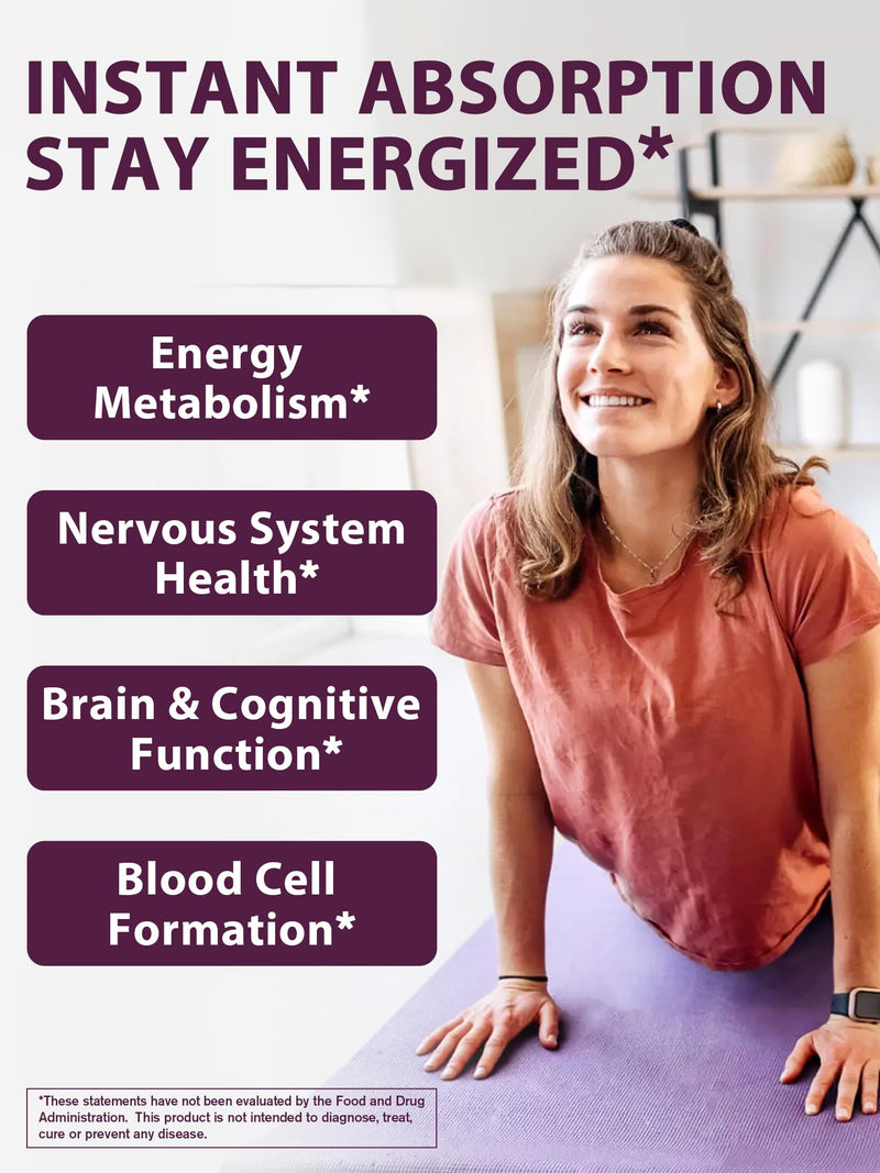 Vitamin B12 Sublingual, Methylcobalamin 5000mcg for Energy Production | Energy, Nerve & Cell Support, Natural Peach Flavor, Vegan, Zero Sugar, 180 Fast Dissolve Tablets 180 Count (Pack of 1)