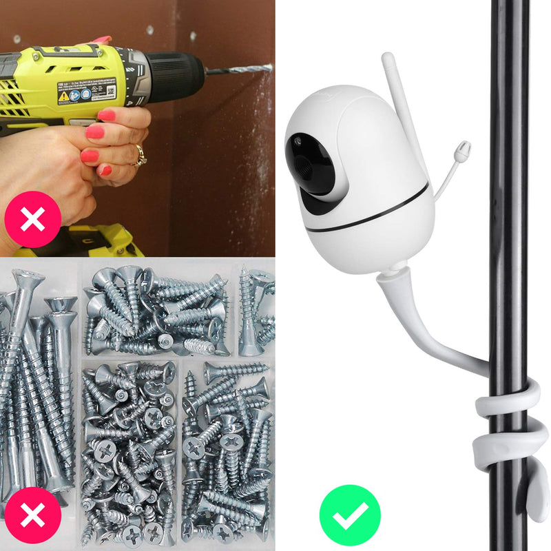iTODOS Baby Monitor Mount Compatible with HelloBaby HB65/HB66/HB248,ANMEATE SM935E Baby Monitor Camera, Versatile Twist Mount without Tools or Wall Damage -White White - BeesActive Australia