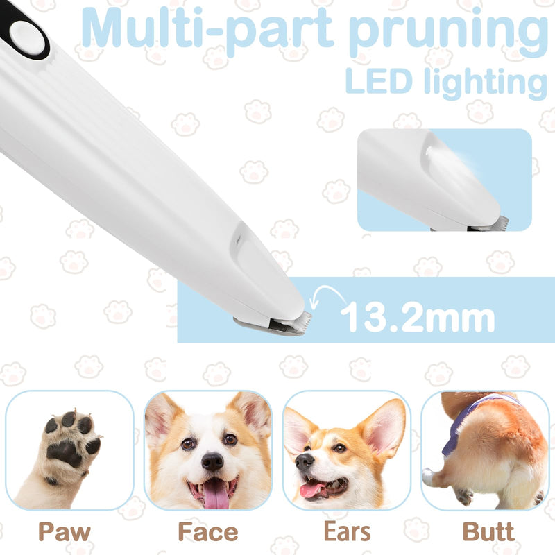 Quiet Dog Clipper, Paw Trimmer with LED Light, USB Rechargeable Waterproof Paw Shaver, Pro Dog Trimmer, Super Quiet Painless Paw Care for Dogs - BeesActive Australia