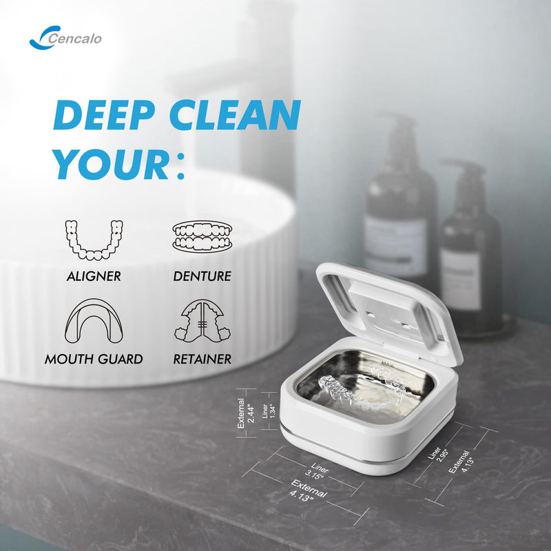 FSA HSA Eligible | 2-in-1 Ultrasonic & U-V Dental Cleaner, 42kHz Deep Cleaning Machine with Digital Timer, 180ml Pod for Retainers, Aligners, Mouth Guards | Viewing Port White - BeesActive Australia