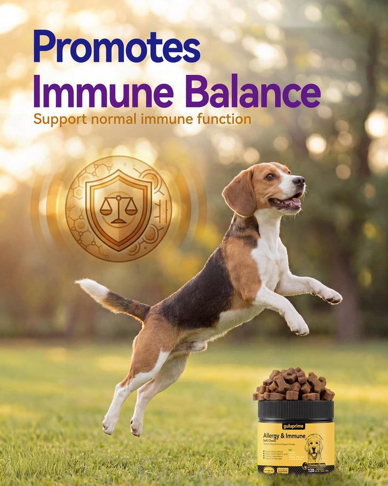 Dog Allergy Relief Chews with Quercetin, Colostrum & Probiotics, 120ct | Daily Allergy & Immune Support for Dogs, Supports Normal Histamine Response, Skin & Coat Comfort, Gut Health