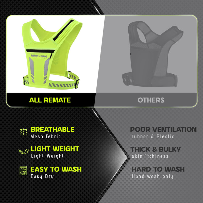 Reflective Vest Chest Phone Holder, Adjustable Hydration Training Workout Gear for Nighttime Running Biking Fluorescent green