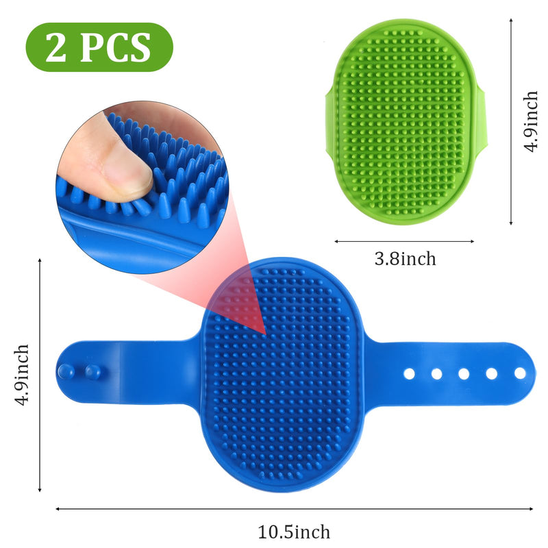 2pcs Curry Brush for Dogs,Rubber Curry Brush Dog,Bath Brush Scrubber with Adjustable Ring Handle for Short Long Haired Dogs & Cats,Grooming Soothing Massage Shedding Brush Dog Hair 2 Color blue & green - BeesActive Australia