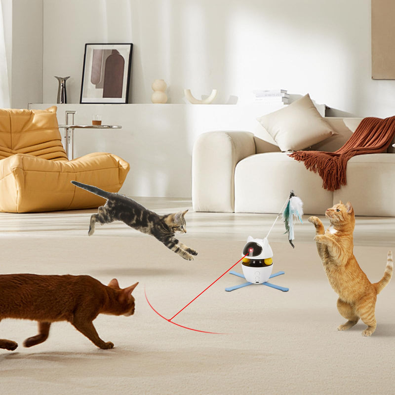 Nobleza 3-in-1 Cat Laser Toy with Feather Trackball, Rechargeable Pet Interactive Pointer Red Light Game, 3 Modes Random Trajectory Motion Activated Boredom Buster for Cat Self Play Home Indoor - BeesActive Australia