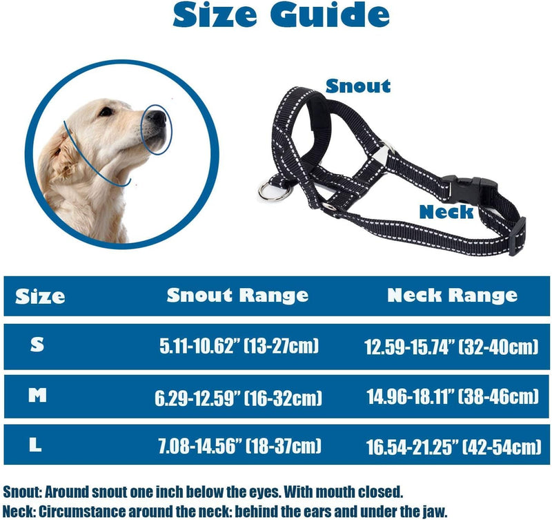 Dog Head Collar, Head Collar with Reflective Strap to Stop Pulling for Small Medium and Large Dogs, Adjustable (M, Red) - BeesActive Australia
