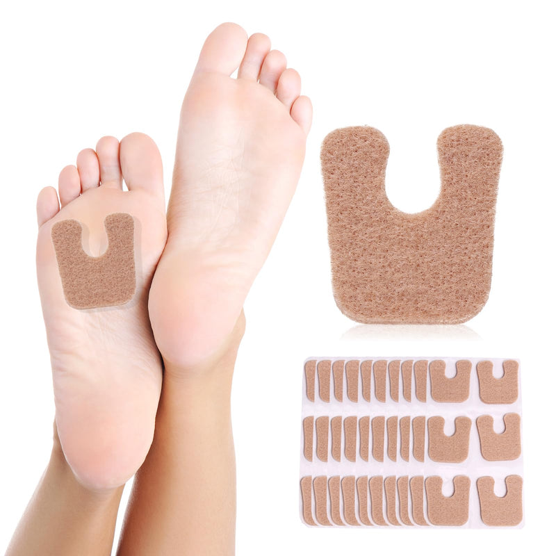 MoyRetty 60pcs U-Shaped Felt Callus Pads, Metatarsal Pads Self-Stick Cushions Protect Calluses from Rubbing on Shoes, Reduce Foot and Heel Pain
