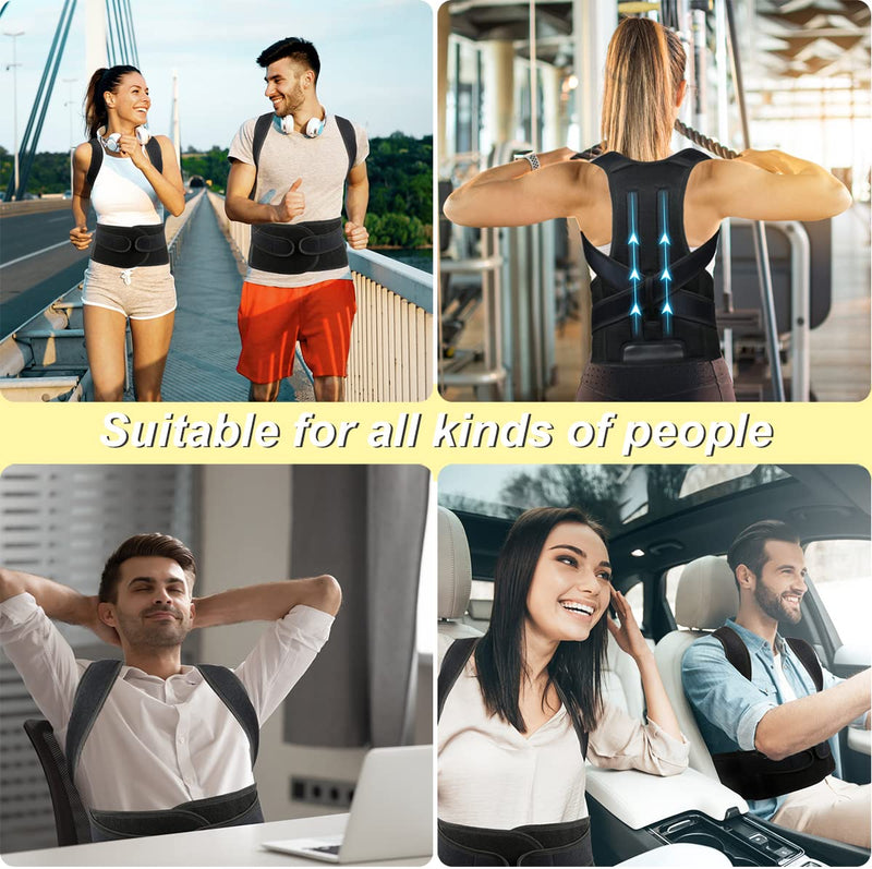Posture Corrector for Women & Men - Adjustable Back Brace, Lumbar Support for Pain Relief, Scoliosis & Hunchback Correction, Spine Alignment Aid L(33"-37") L(33"-37") - BeesActive Australia