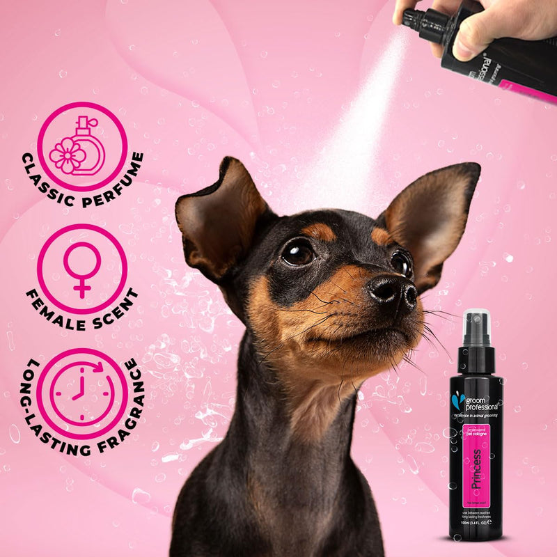 Groom Professional Princess Dog Perfume - Dog Perfume Spray - Fresh Fragrance Spray for Dogs Against Odor - Dog Perfume for Bitches - Contains Chamomile Extracts to Soothe Skin, 100ml 100ml (Pack of 1) - BeesActive Australia