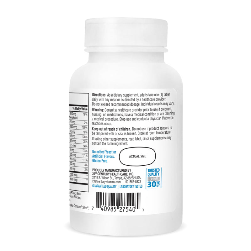 21st Century Sentry Senior Men 50+ Multivitamin Tablets, 100 Count | Complete Daily Multivitamin & Multimineral, Compare VS. Centrum® SILVER Men 50+, Men 50 Plus, Supports Heart 100 Count (Pack of 1)