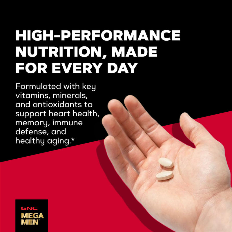 GNC Mega Men 50 Plus Multivitamin for Men, Heart & Prostate, 60 Count | Clinically Studied Antioxidant Formula Supports Heart Health, Prostate Health, and Protection Against Free Radicals 60 Count (Pack of 1)