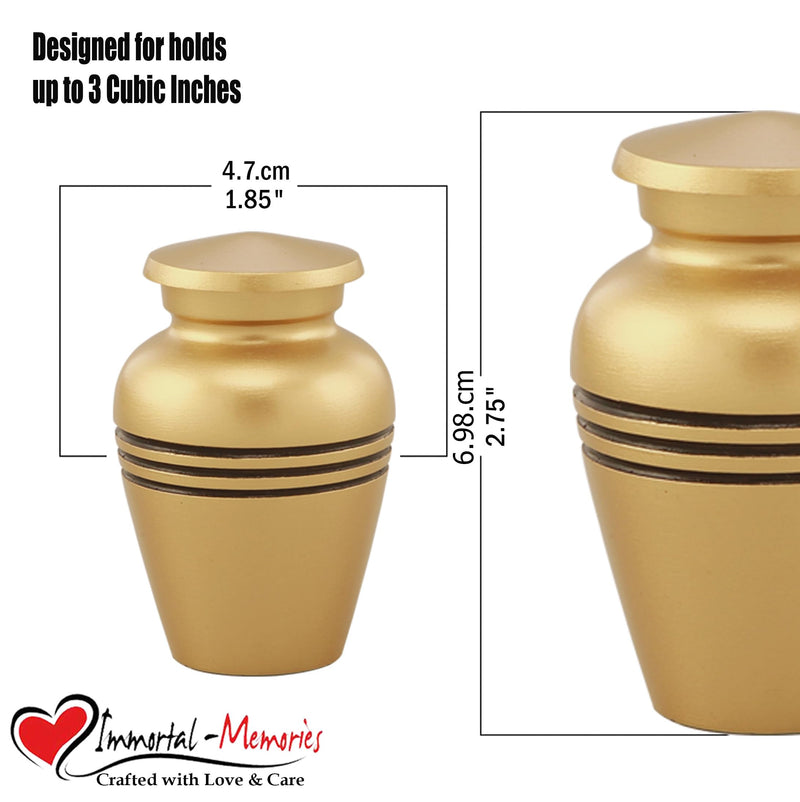Immortal-Memories Serenity Keepsake Urn for Ashes - Miniature Urns - Mini Jar - Pet Urn - Token Urn with Velvet Bag (Gold) Gold-1 - BeesActive Australia