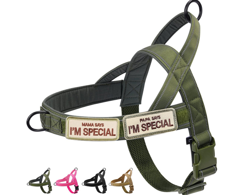 Eeyfarog No Pull Dog Harness for Small Medium Dogs, Reflective Escape-Proof Adjustable without Pull, Dog Harness (Green, L) Green - BeesActive Australia