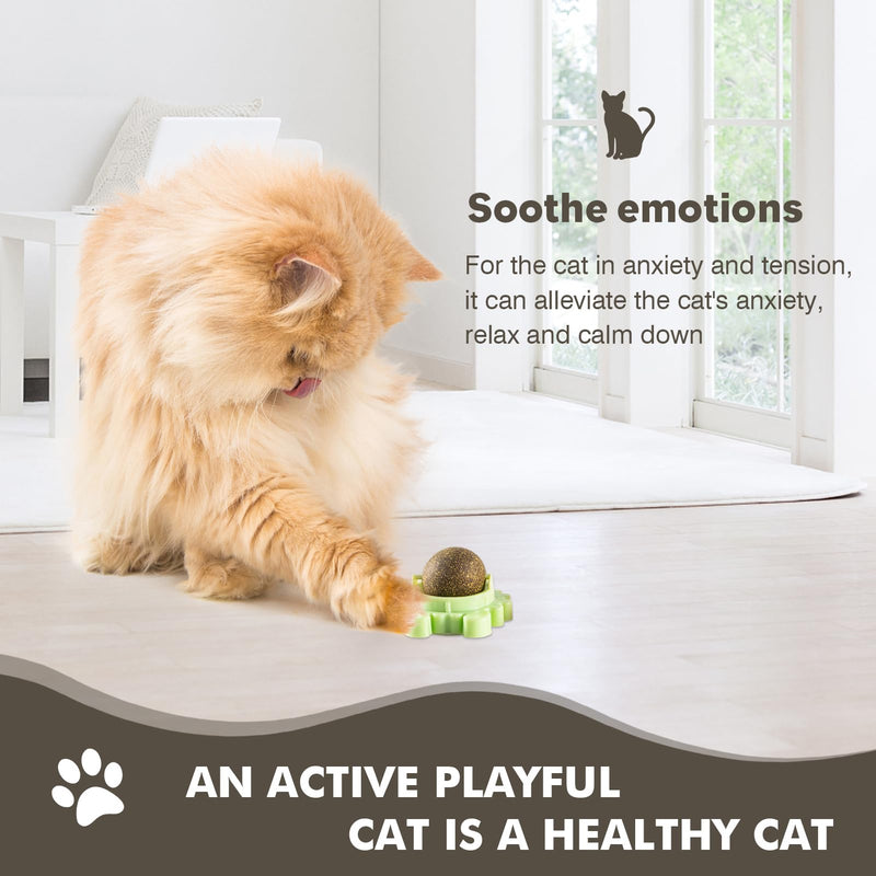 Catnip Balls Rollerball For Cats Wall Mount Magic Mint Stick Up Station Cat Nip Balls Cat Nips Organic Ball Cat Crack Catnip Ball Spinning Sugar Lick Rollerball Toy Chew Teeth Cleaning Anxiety Relief - BeesActive Australia