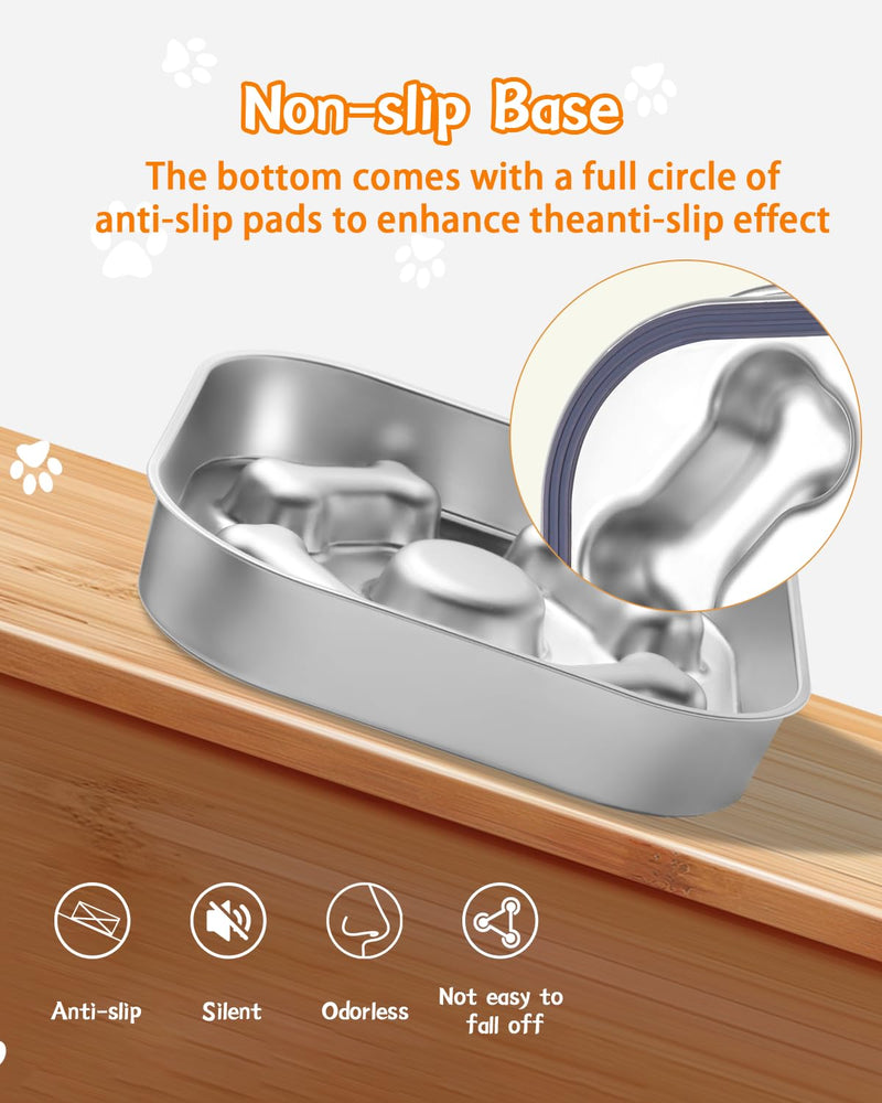 Slow Feeder Dog Bowls, 100% Food-Grade Stainless Steel Non-Slip Dog Food Bowl,Both Sides Can Be Used Dog Slow Feeder Bowl, 2Cups Capacity for Small and Medium Dogs to Slow Down Eating, Easy to Clean - BeesActive Australia