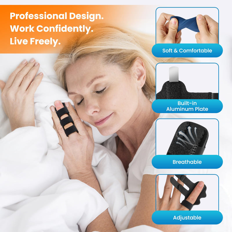 Trigger Finger Splints - (2+2 Set) Finger Ice Pack for Pain Relief, Straightening Arthritis, Sprain, Injured Mallet Finger - Finger Brace for Index, Middle, Ring, Thumb Finger One Size
