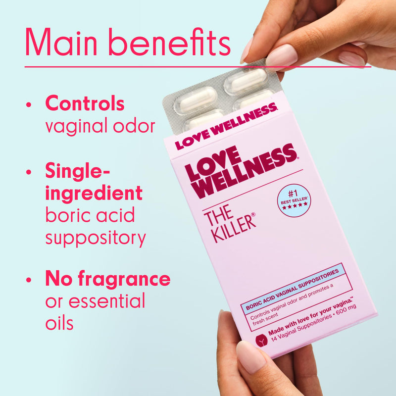 Love Wellness The Killer & Flora Power | Vaginal Suppository Duo | 2 Pack | For internal use, Vaginal Probiotic blend, Contains vitamin C, 600mg Boric Acid, Fragrance-free, NON-GMO, Paraben-free Vaginal Suppository Duo (24 counts)
