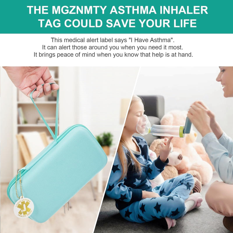YouKnow Travel Carrying Case for Asthma Inhaler, Inhaler Spacer for Adults and Children, Mask, Inhaler Holder with Asthma Warning Label and Medical Card, with Carabiner (Case Only) (Green) Green - BeesActive Australia