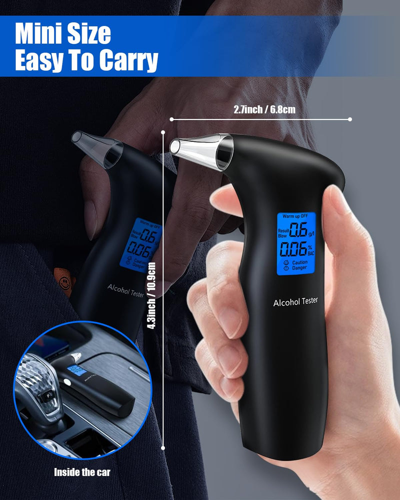 VRKYRIN Breathalyzer for Alcohol, Portable Breathalyzers to Test Alcohol Personal Alcohol Breathalyzer Tester with LCD Display and 12 Mouthpieces for Home Party Use - BeesActive Australia