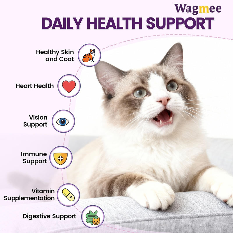 Taurine for Cats Vitamins Treats, 10 in 1 Cat Multivitamin with Fish Oil - 500 Crunchy & Creamy Chews Supports Energy, Bone, Joint, Skin & Coat Health, Digestion, Immunity for Cat All Breeds & Ages