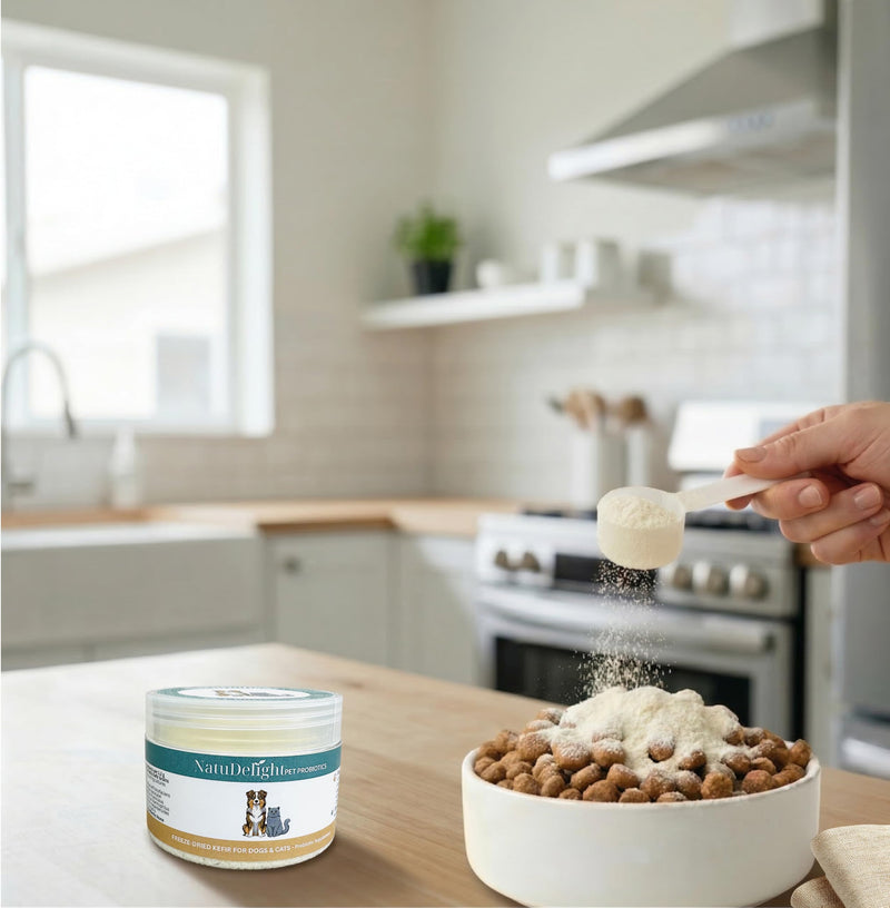 Naturally Grown Freeze-Dried Milk Kefir for Dogs & Cats – Single-Ingredient Pet Kefir Powder for Digestive Health & Gut Support, 30g
