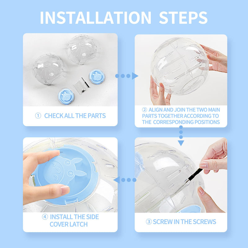 7.9 inch Hamster Ball, Hamster Exercise Toys, Running Ball, Clear Plastic Balls, Large Space, Easy to Clean, Hamster Cage Accessories, for Small and Medium Hamsters, Syrian Dwarf Hamster, Blue 7.9 inch - BeesActive Australia