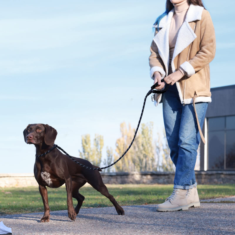 Slip Leads Dog Leash - 4/5/6 FT Slip Leash with Comfortable Handle - Reflective & Heavy Duty Rope Training Leash (1/2''- 4FT, Black) 1/2''- 4FT - BeesActive Australia