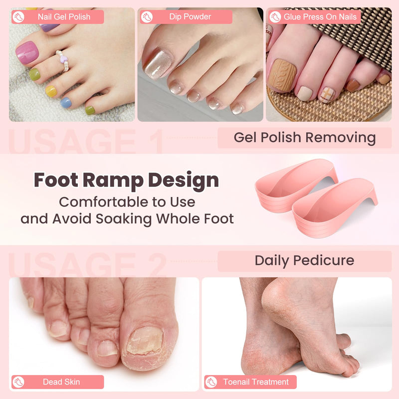 Hand Toe Nail Soaking Bowl: 12PCS Large Size Hand & Foot Nail Soak Off Bowl for Nail Lovers - Acetone Proof Toe Soaking Tray with Manciure Pedicure Tools for Dip Powder Gel Polish Remover (Pink,Pink) Pink,Pink