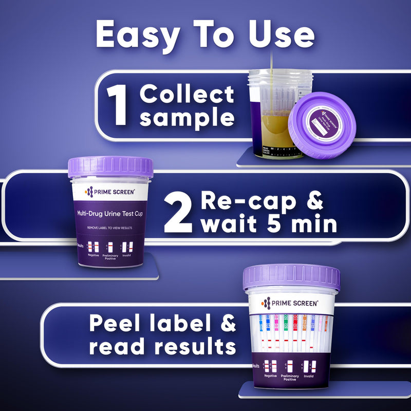 [5 pack] Prime Screen 14 Panel Urine Drug Test Cup - Instant Testing Marijuana (THC),OPI,AMP, BAR, BUP, BZO, COC, mAMP, MDMA, MTD, OXY, PCP, PPX, TCA 5 Count (Pack of 1) - BeesActive Australia