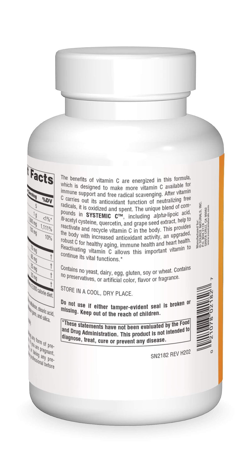 Source Naturals Systemic C, 1000mg - 200 Tablets 1 200 Count (Pack of 1)