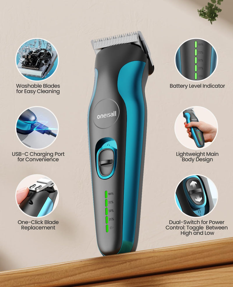 oneisall Professional Dog Clipper & Paw Trimmer 2 in 1 Set, Quiet Clipper Dog Cat for Body, Paws, Eyes, Ears, Face, Powerful Pet Hair Clipper for Many Pets - BeesActive Australia