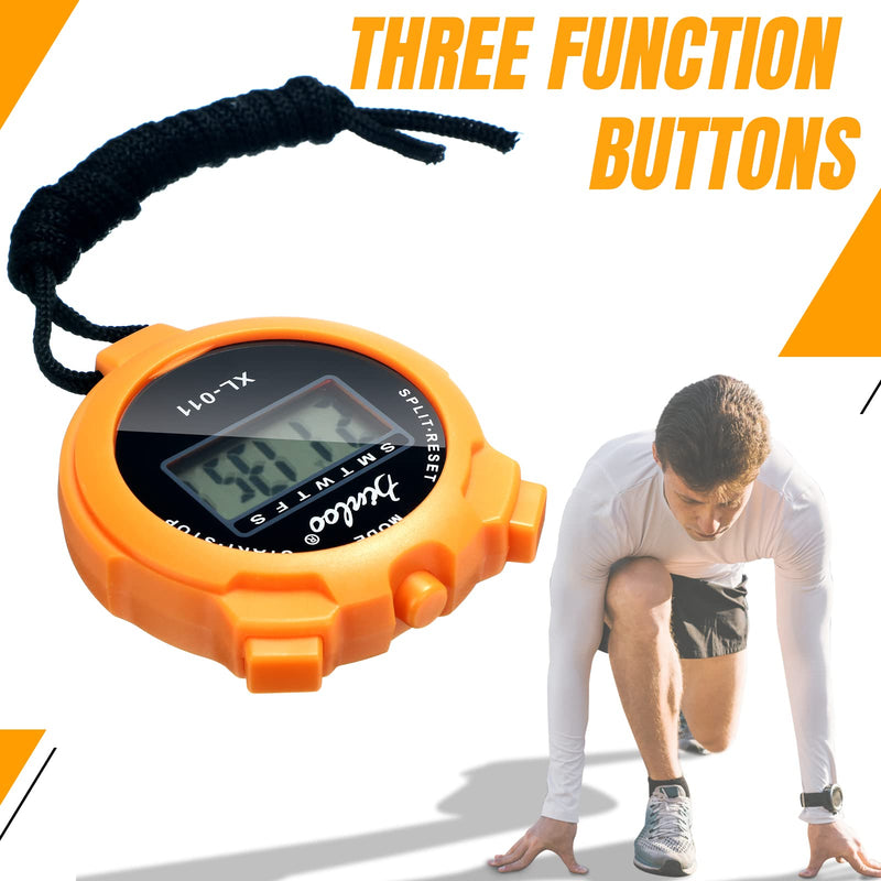 TOODOO 12 Pack Multi Function Digital Stopwatch Timer Bulk Sports Stopwatch with Lanyard Plastic Display Waterproof Date Time Alarm Timer for Coaches Fitness Referees Orange - BeesActive Australia
