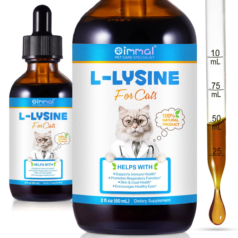 L-Lysine for Cats & Kittens,Lysine Drops Immune Support Supplement for Immune,Feline Respiratory, Sneezing, Runny Nose, Eye Function,Roast Chicken Flavor,2oz (60mL)